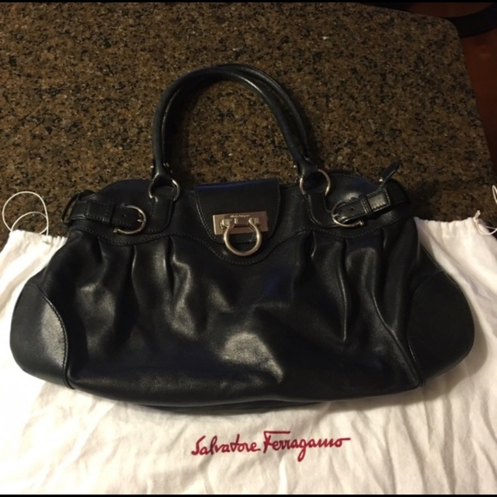Salvatore Ferragamo Marisa Gancini Blk Leather Bag